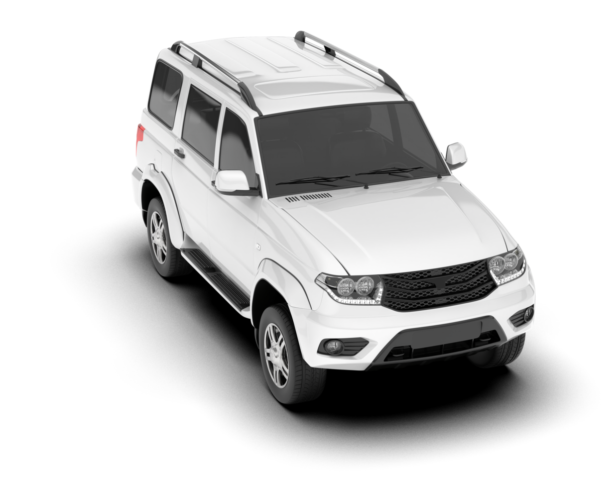 White SUV on transparent background. 3d rendering - illustration png