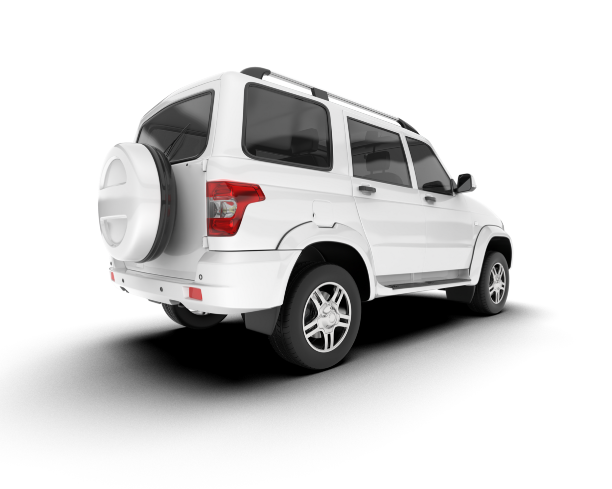 White SUV on transparent background. 3d rendering - illustration png