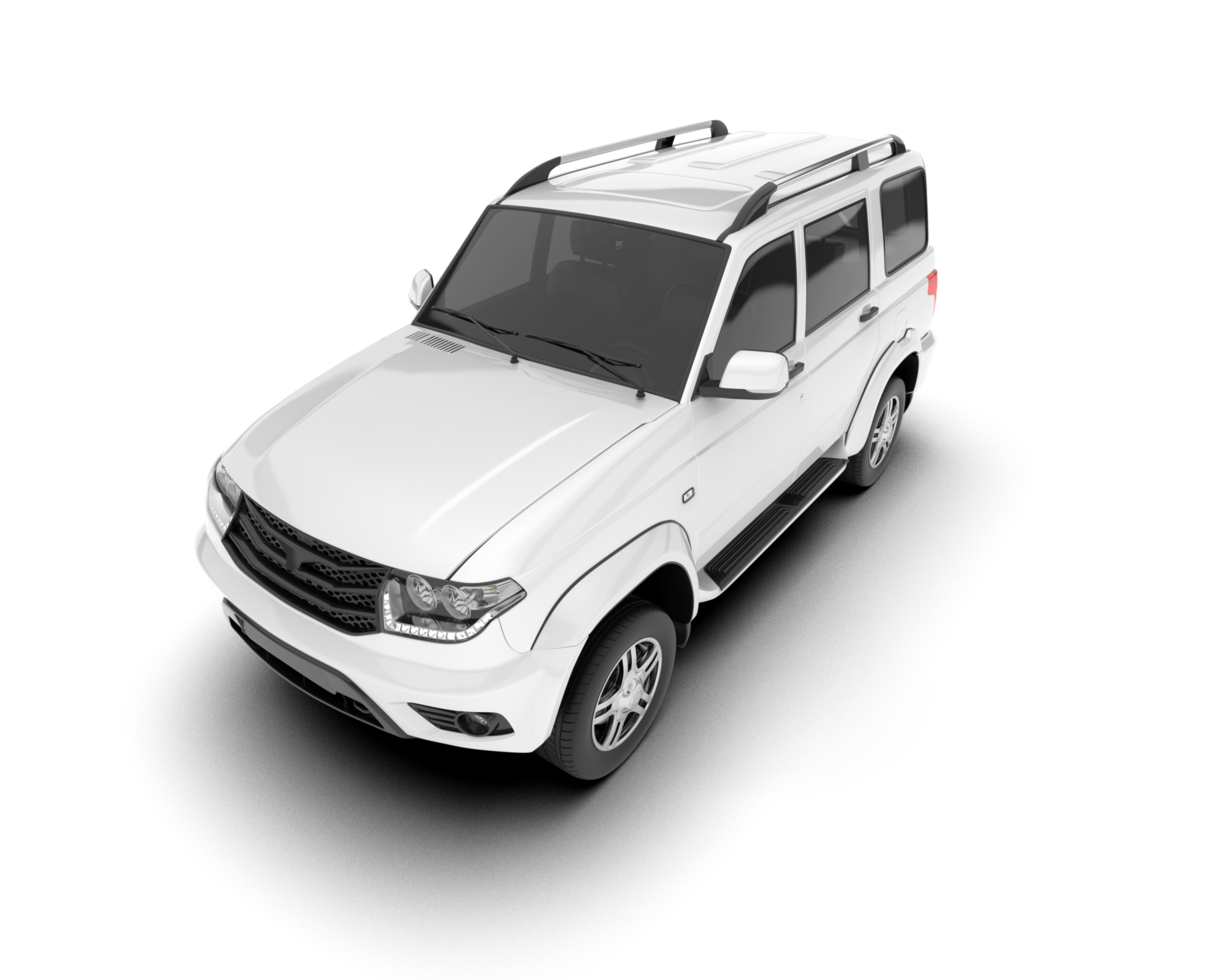 White SUV on transparent background. 3d rendering - illustration png