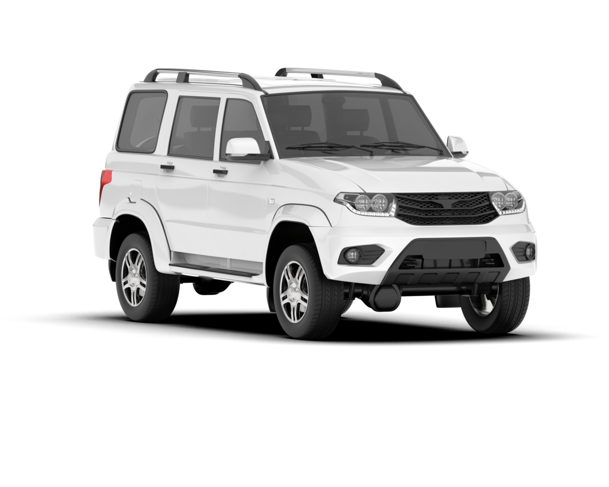 White SUV on transparent background. 3d rendering - illustration png