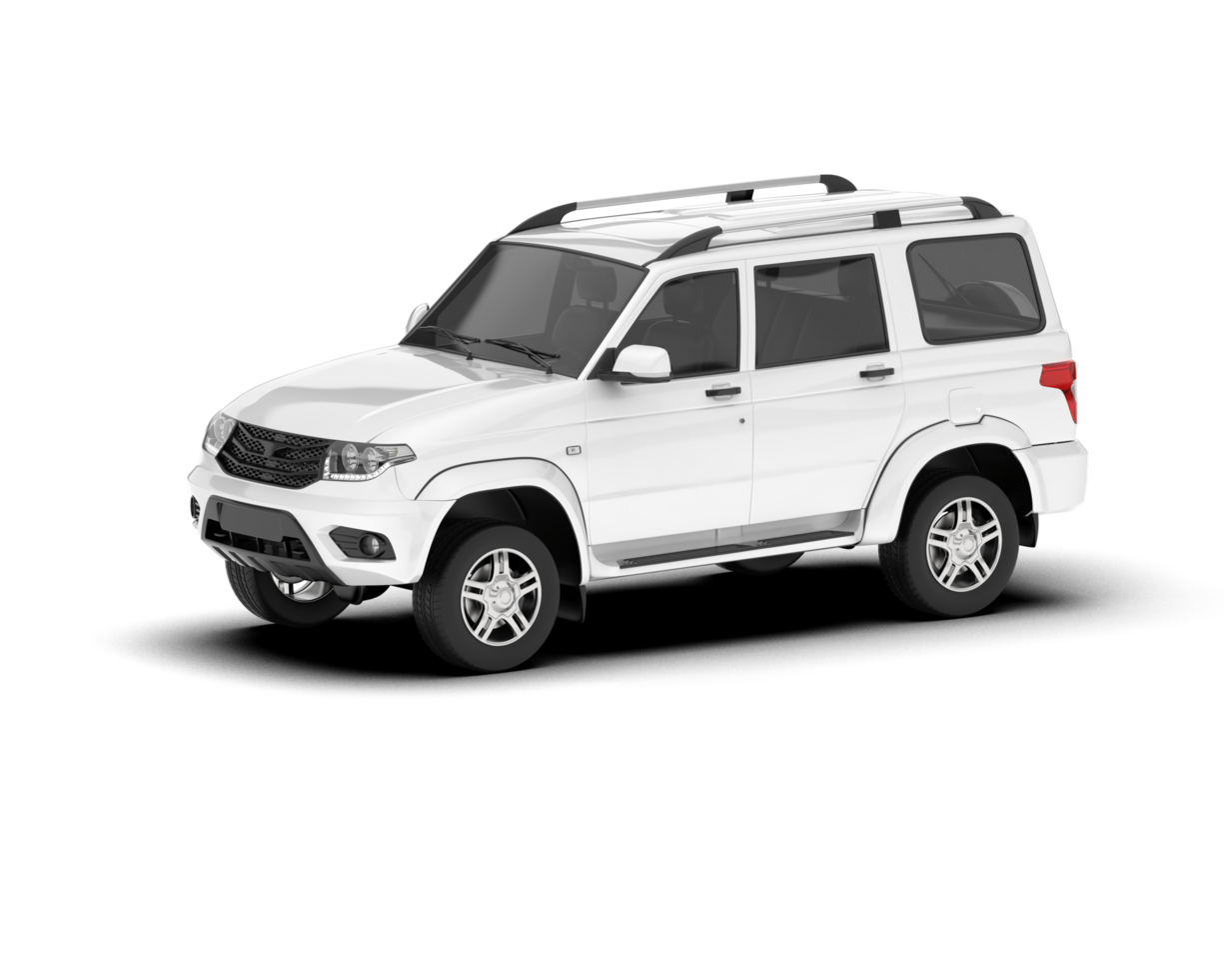 White SUV on transparent background. 3d rendering - illustration png