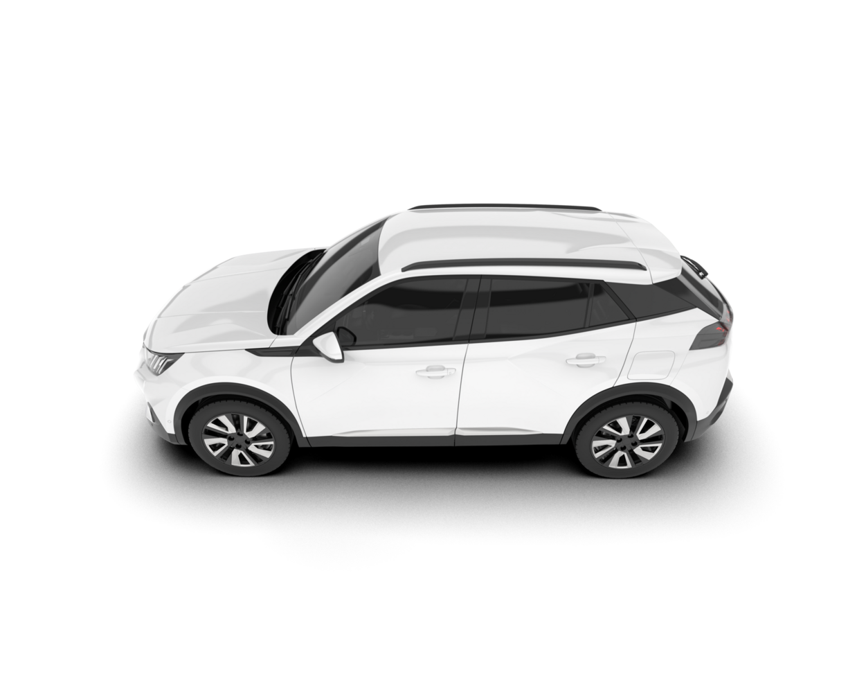 White SUV on transparent background. 3d rendering - illustration png