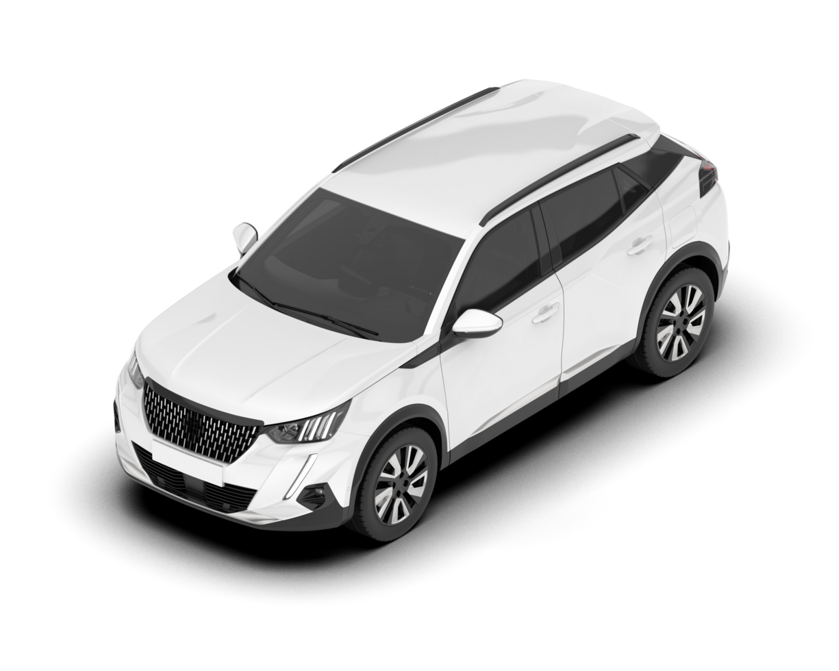 White SUV on transparent background. 3d rendering - illustration png