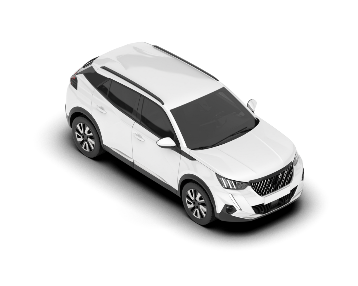 White SUV on transparent background. 3d rendering - illustration png