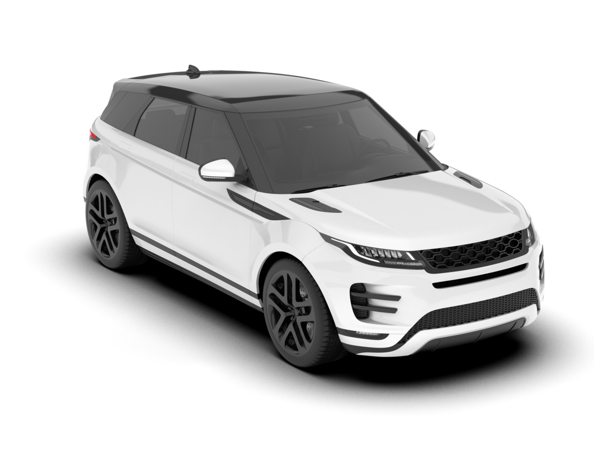 White SUV on transparent background. 3d rendering - illustration png