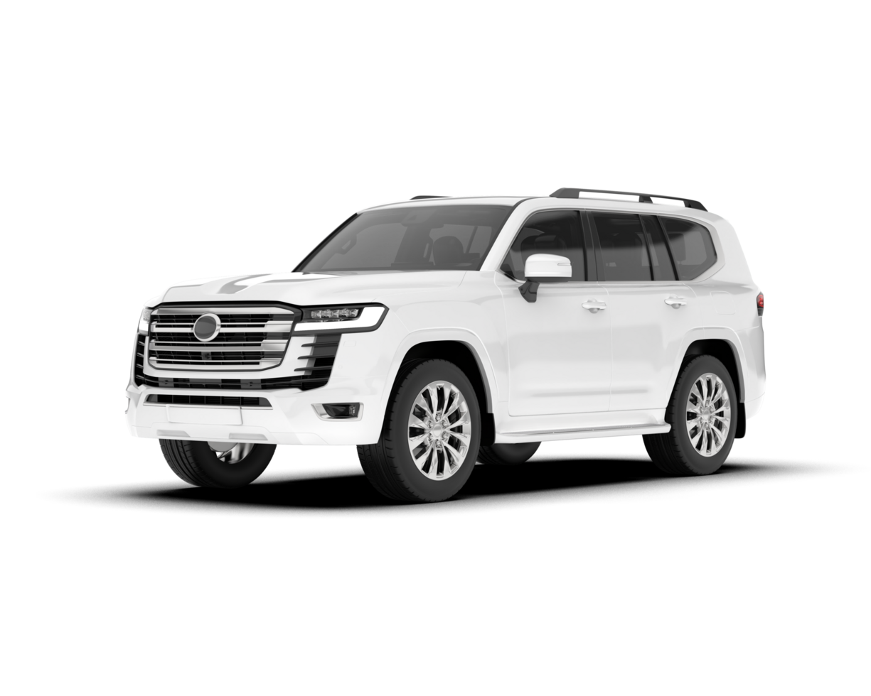 White SUV on transparent background. 3d rendering - illustration png