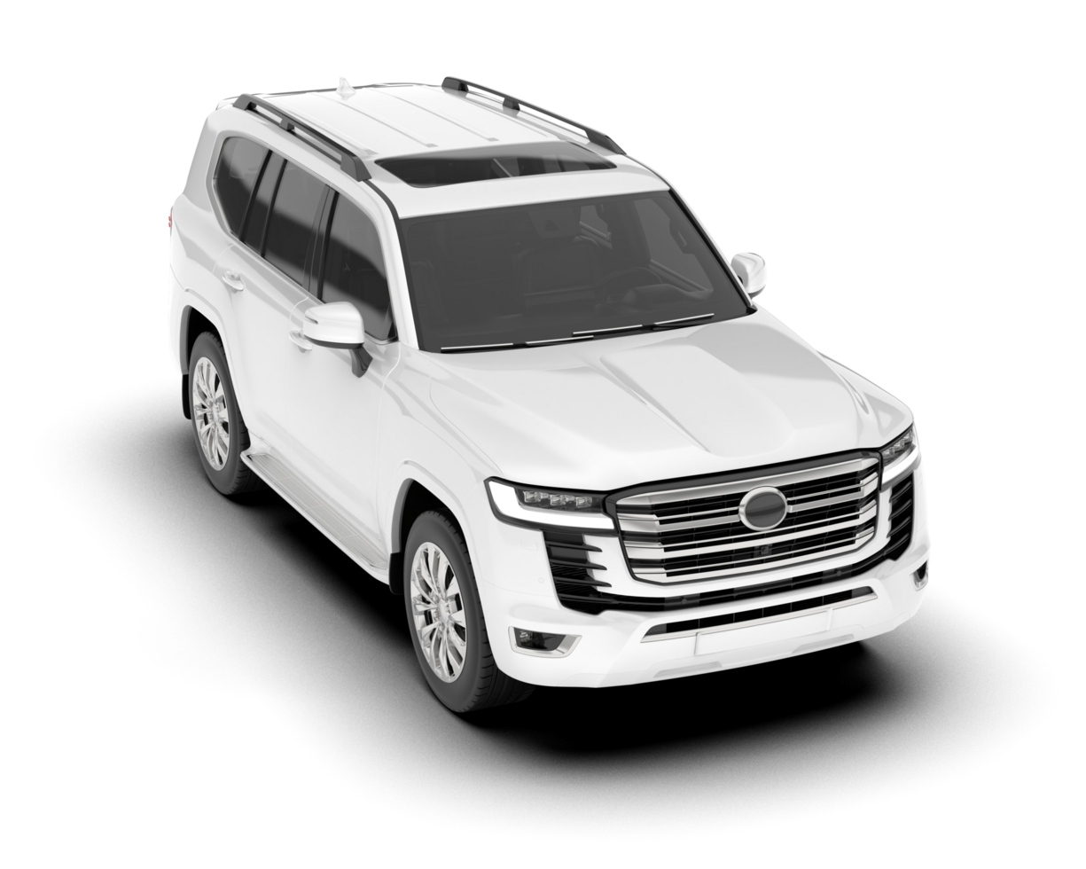 White SUV on transparent background. 3d rendering - illustration png