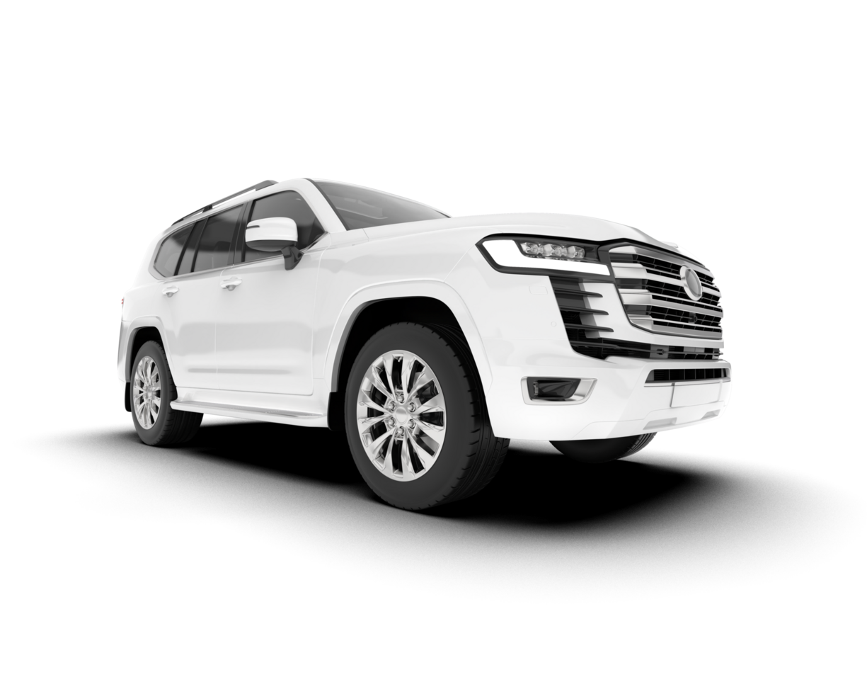 White SUV on transparent background. 3d rendering - illustration png