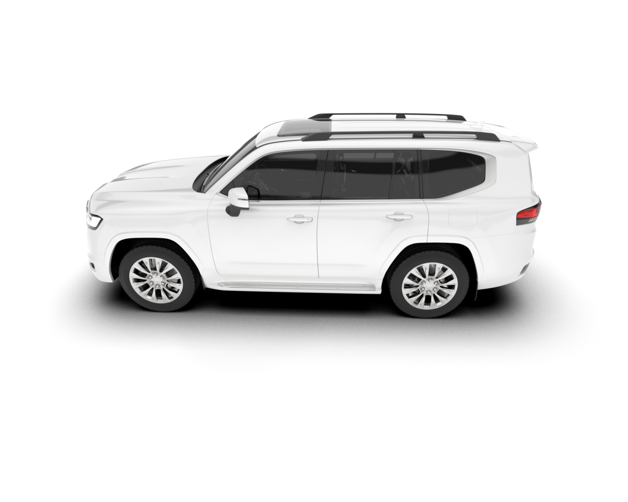 White SUV on transparent background. 3d rendering - illustration png