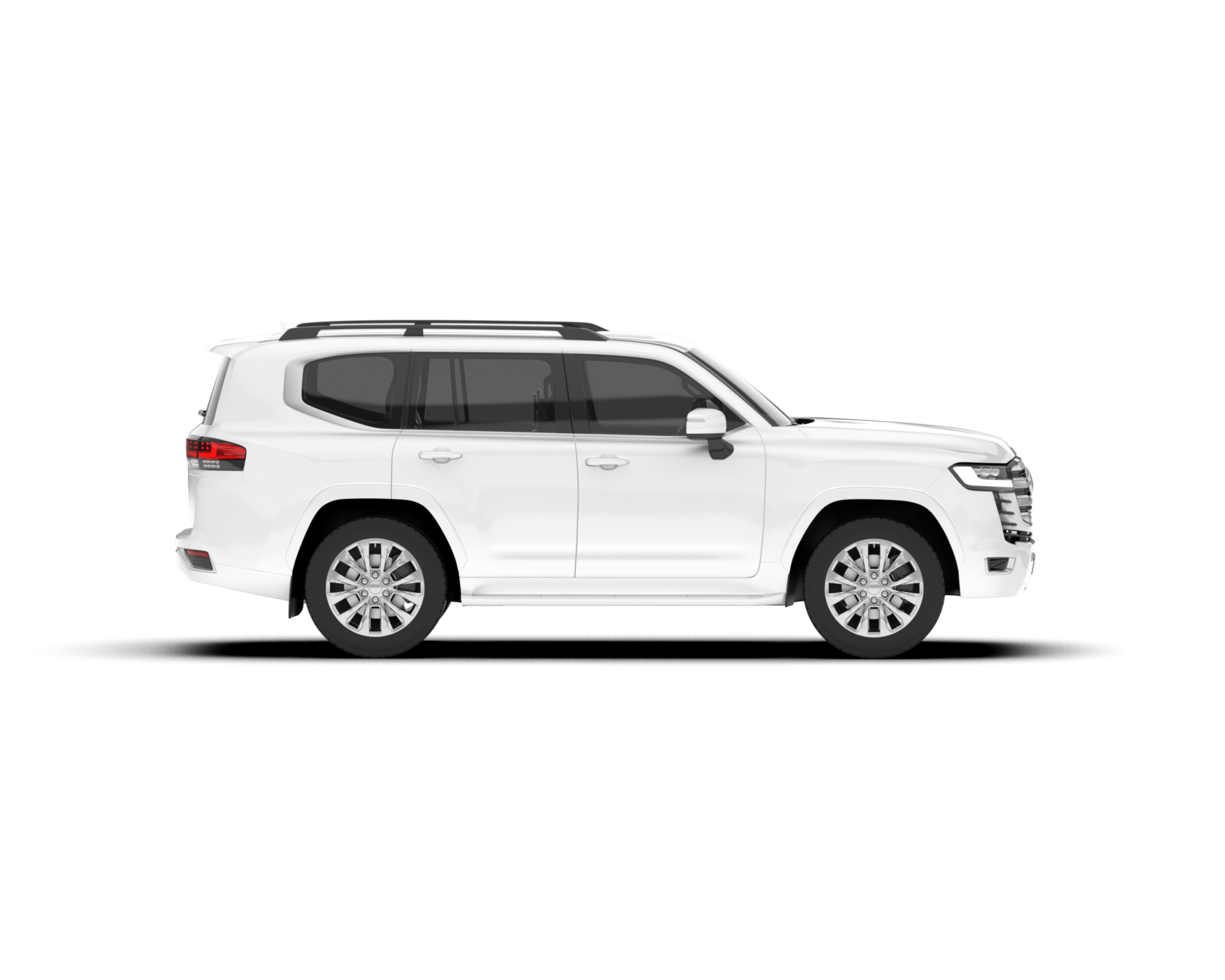 White SUV on transparent background. 3d rendering - illustration png