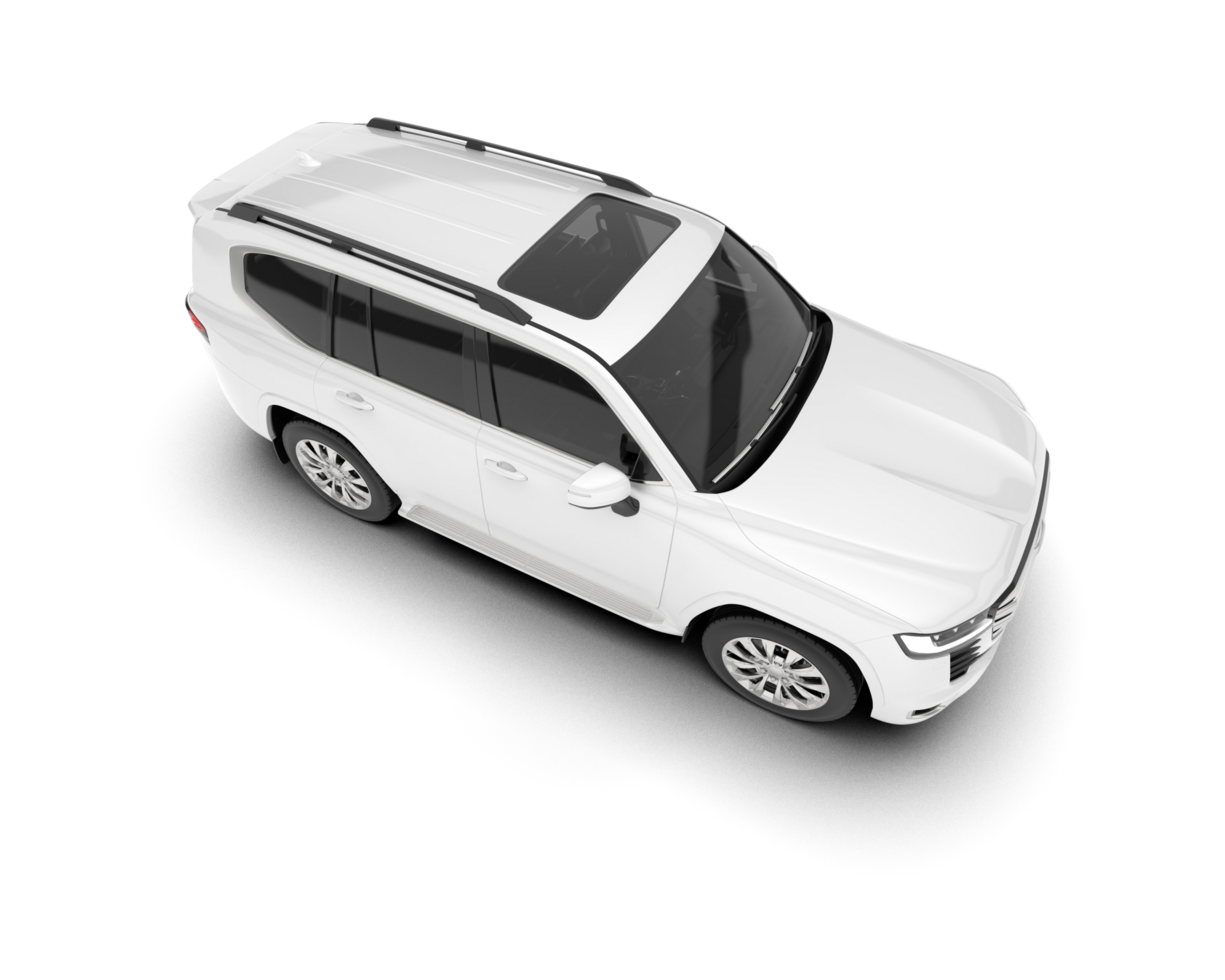 White SUV on transparent background. 3d rendering - illustration png