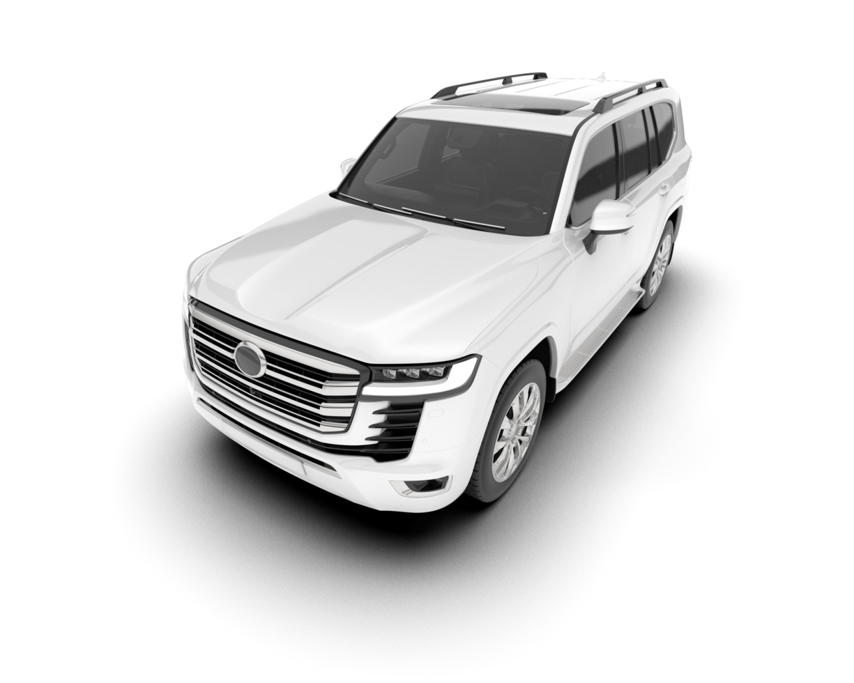 White SUV on transparent background. 3d rendering - illustration png