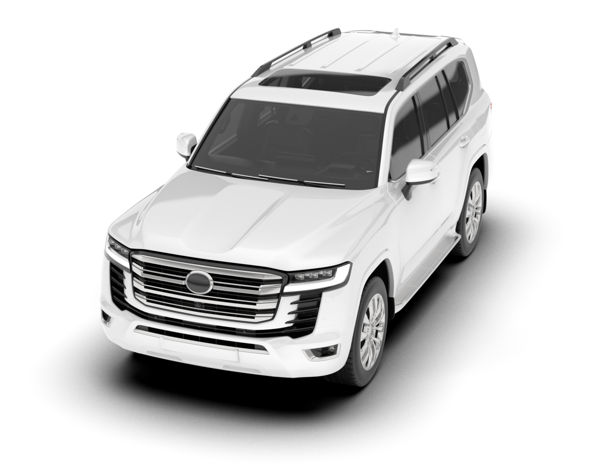 White SUV on transparent background. 3d rendering - illustration png