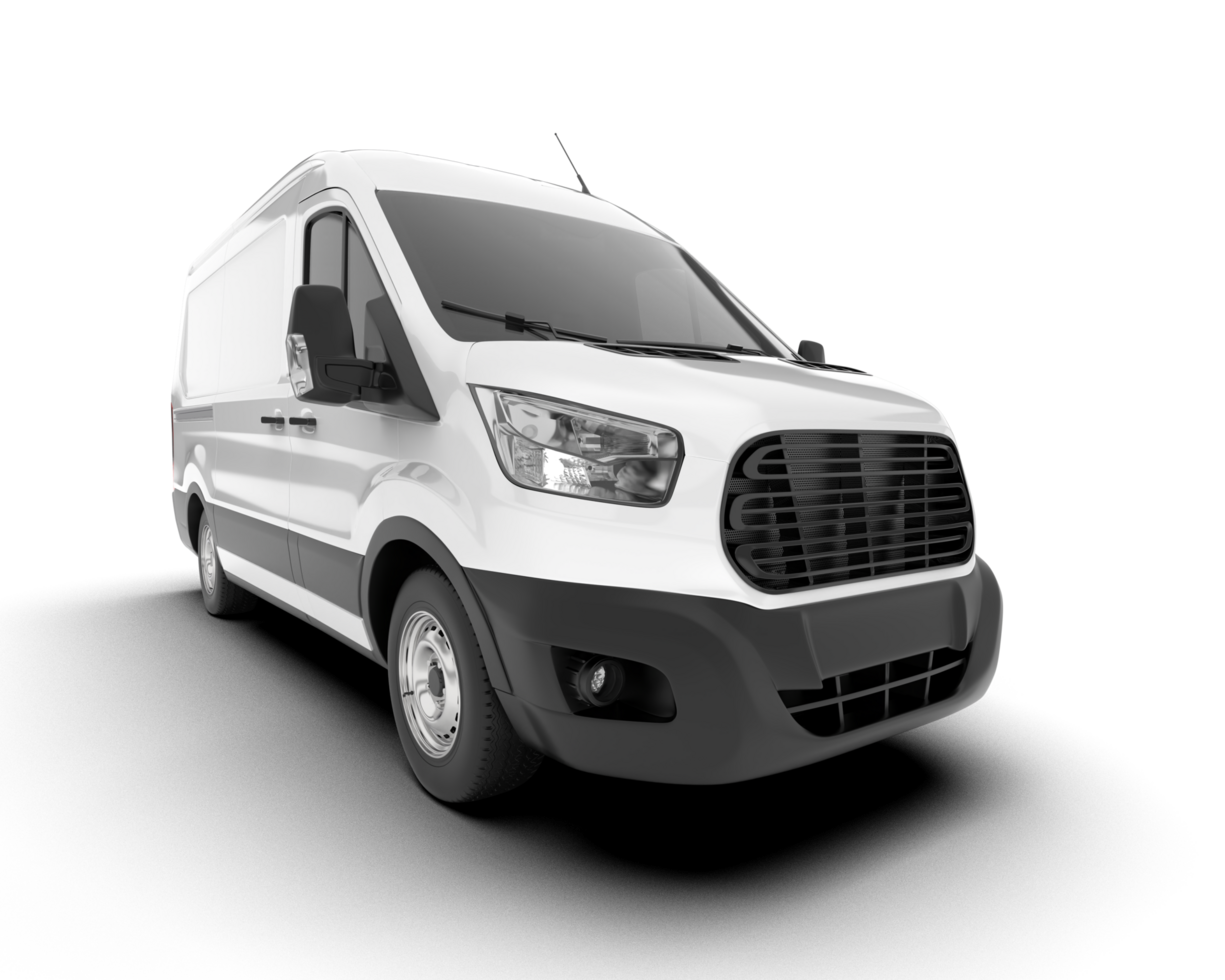 White van on transparent background. 3d rendering - illustration png