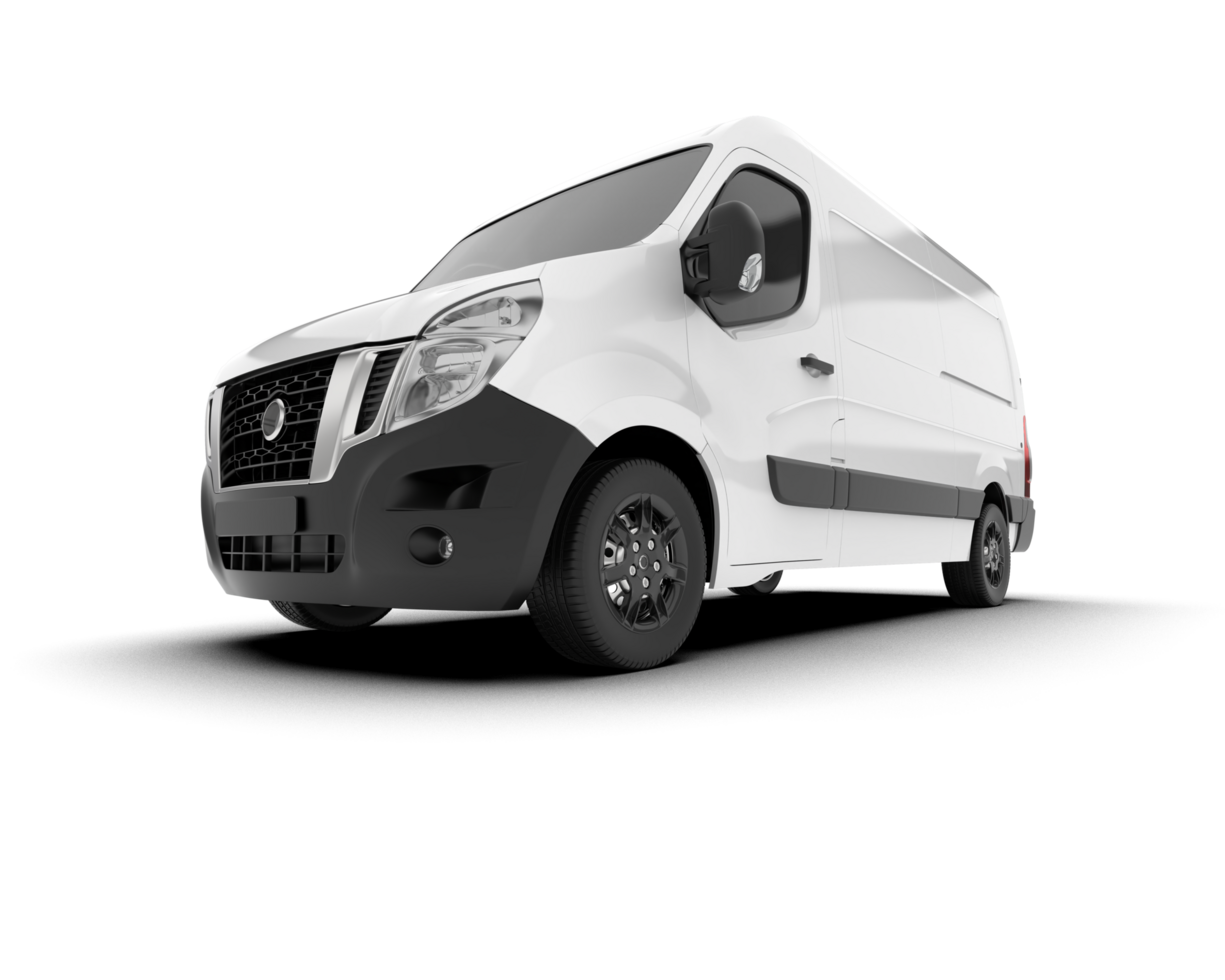 White van on transparent background. 3d rendering - illustration png