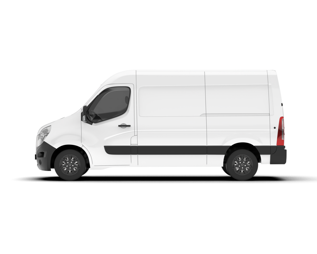 White van on transparent background. 3d rendering - illustration png