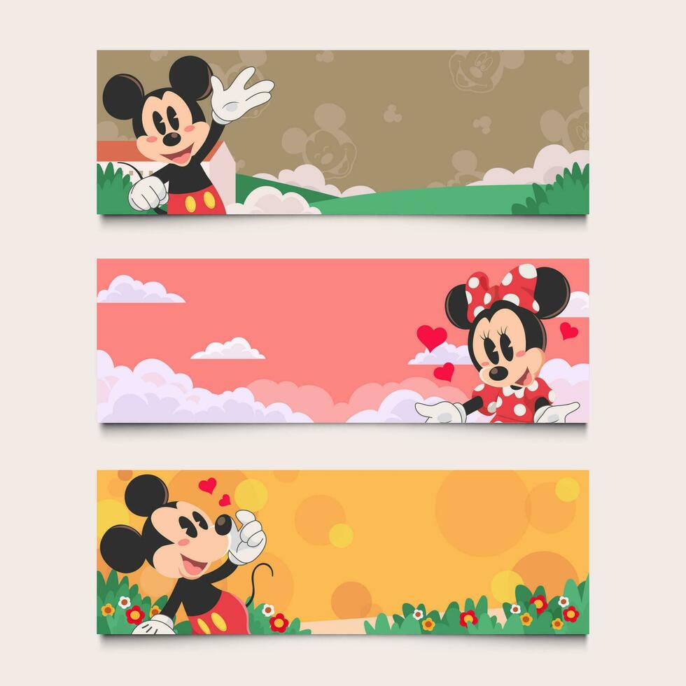 Cute Mouse Story Horizontal Banner vector