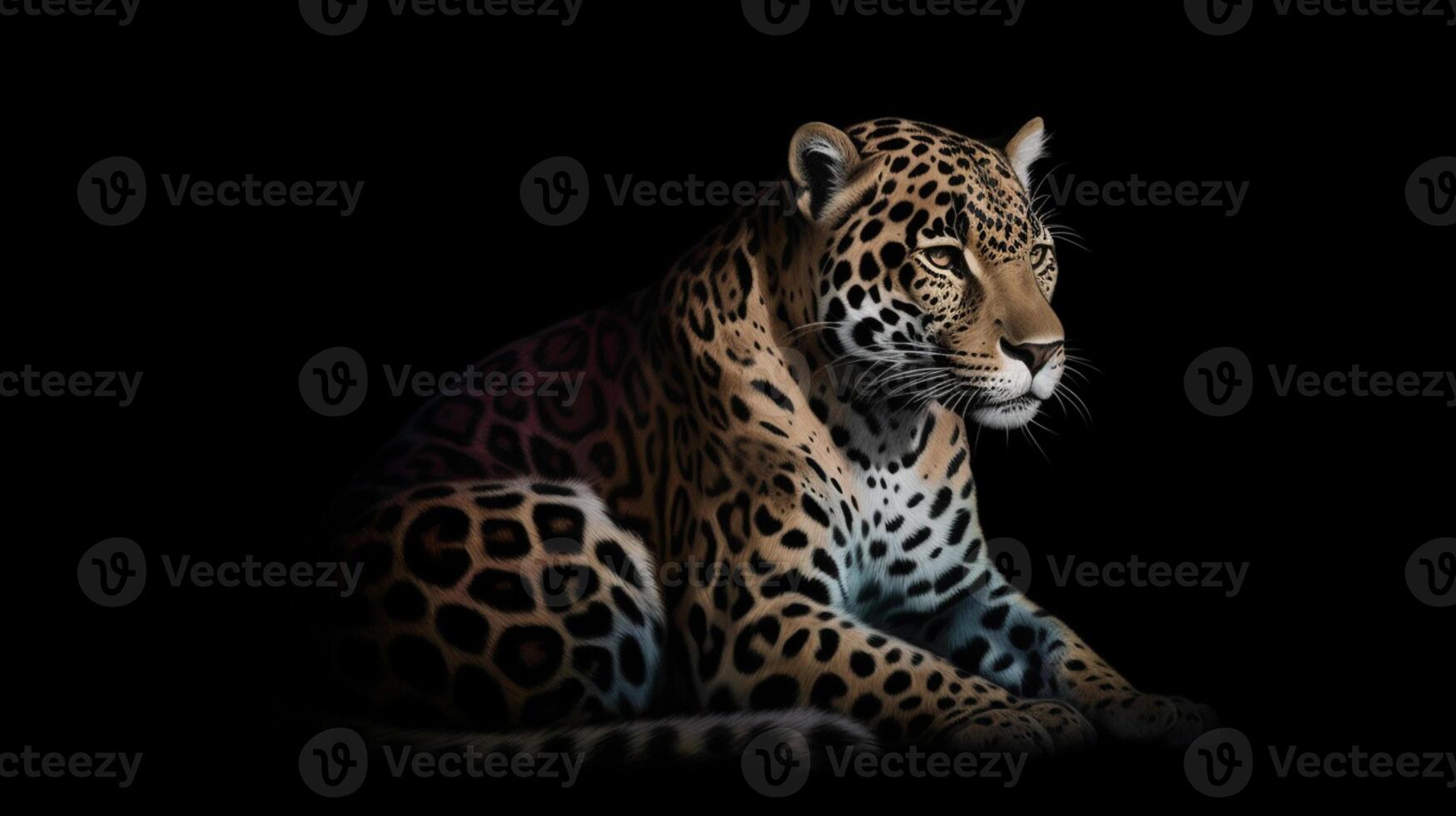 Jaguar with a black background illustration photo