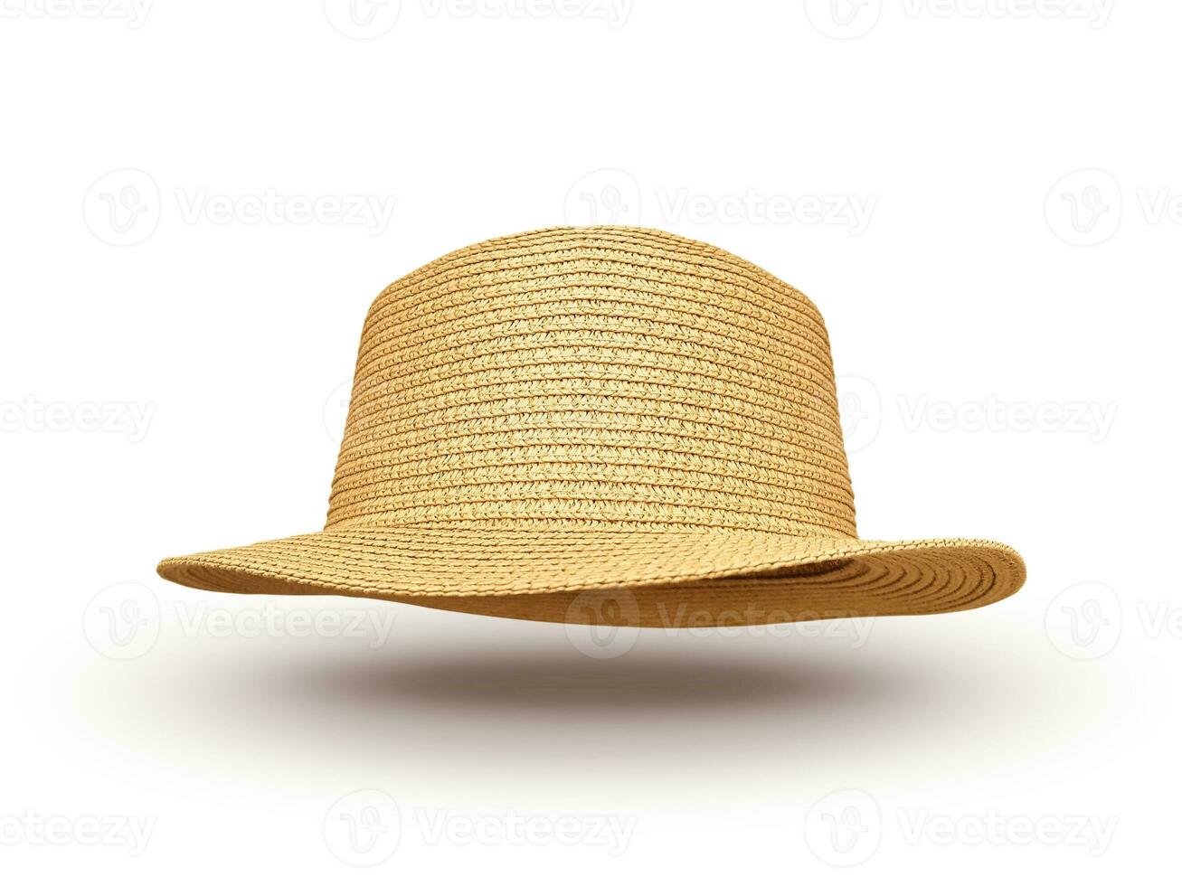 vintage straw hat isolated on white background photo