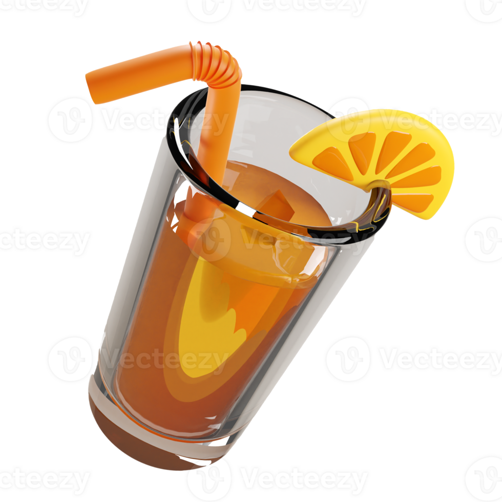 3D render orange juice png