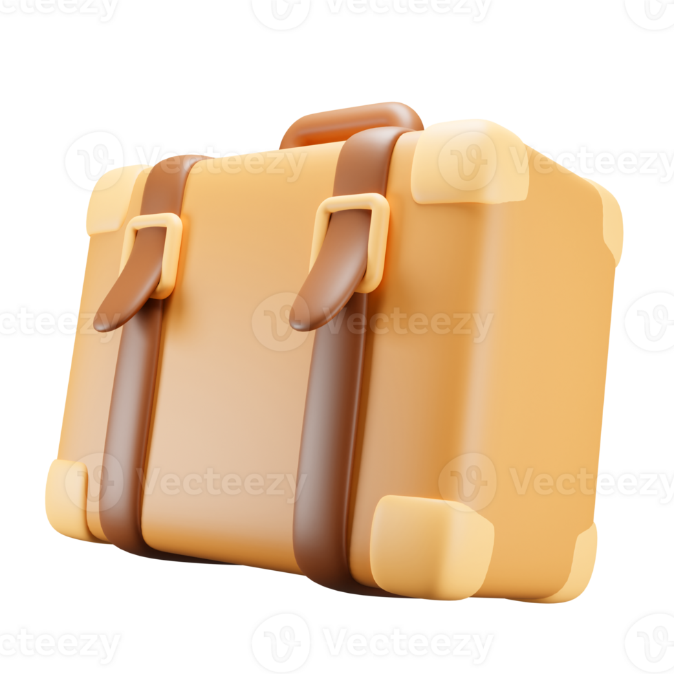 3D render brown suitcase png