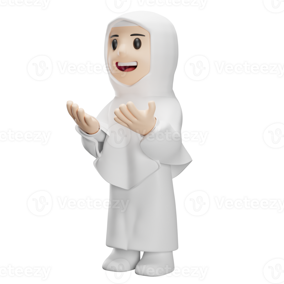 3D female character of hajj praying png