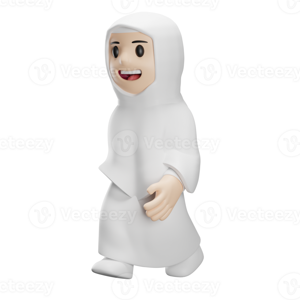 3D female character of hajj walking png
