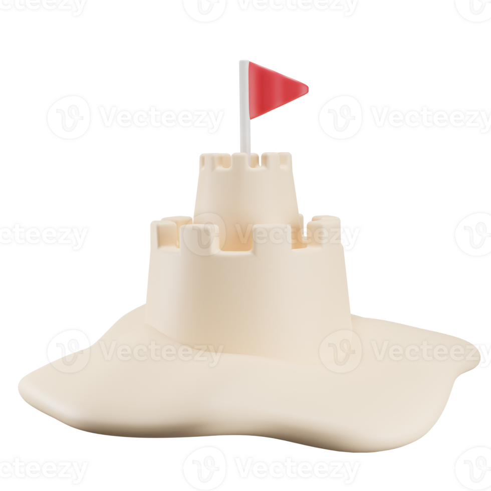 3D render sand castle png