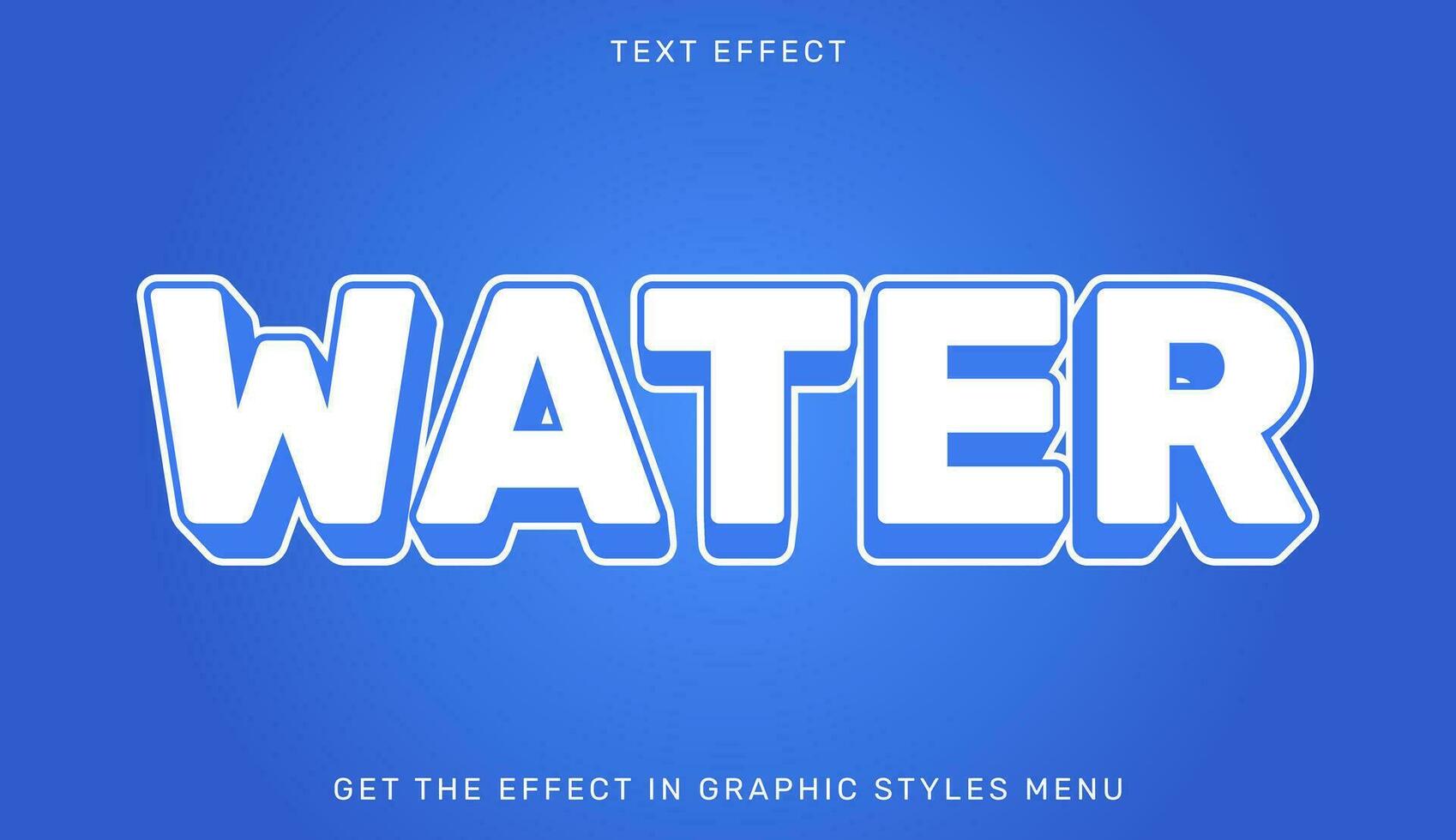 editable agua texto efecto en 3d estilo en azul y blanco colores. emblema para marca o negocio logo vector