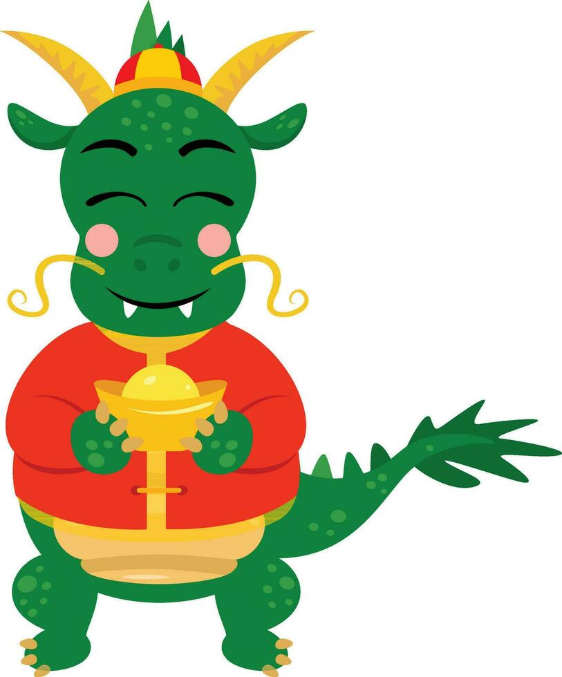 Funny zodiac green dragon chinese good fortune symbol vector