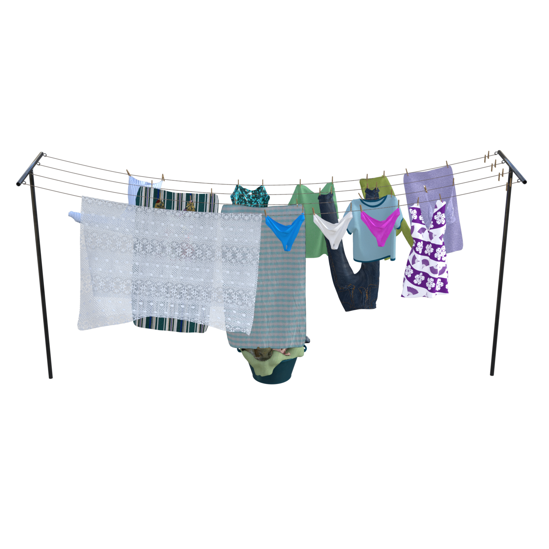 clothes drying on a clothesline isolated 3d 25313342 PNG