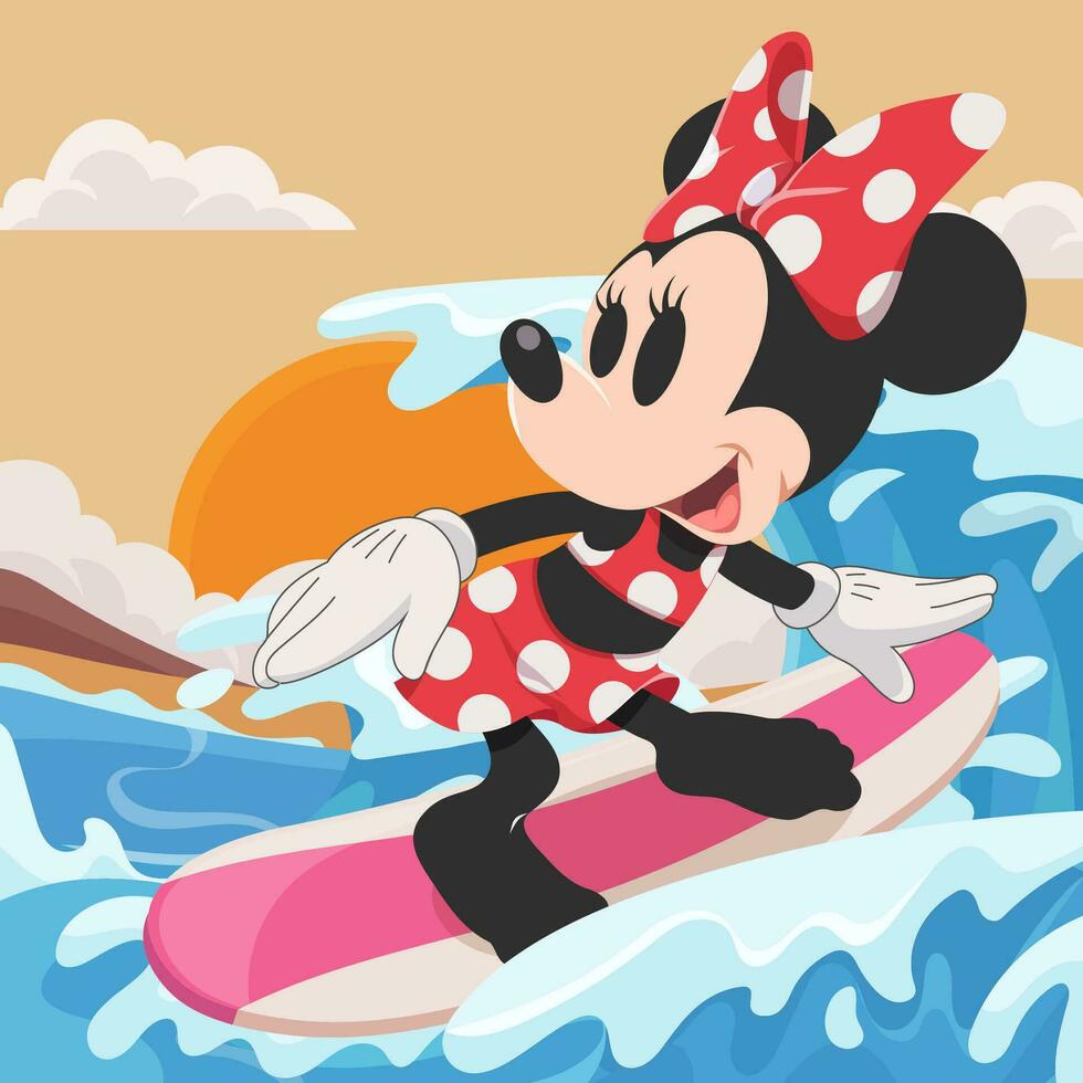 Mouse Surfing At The Beach vector