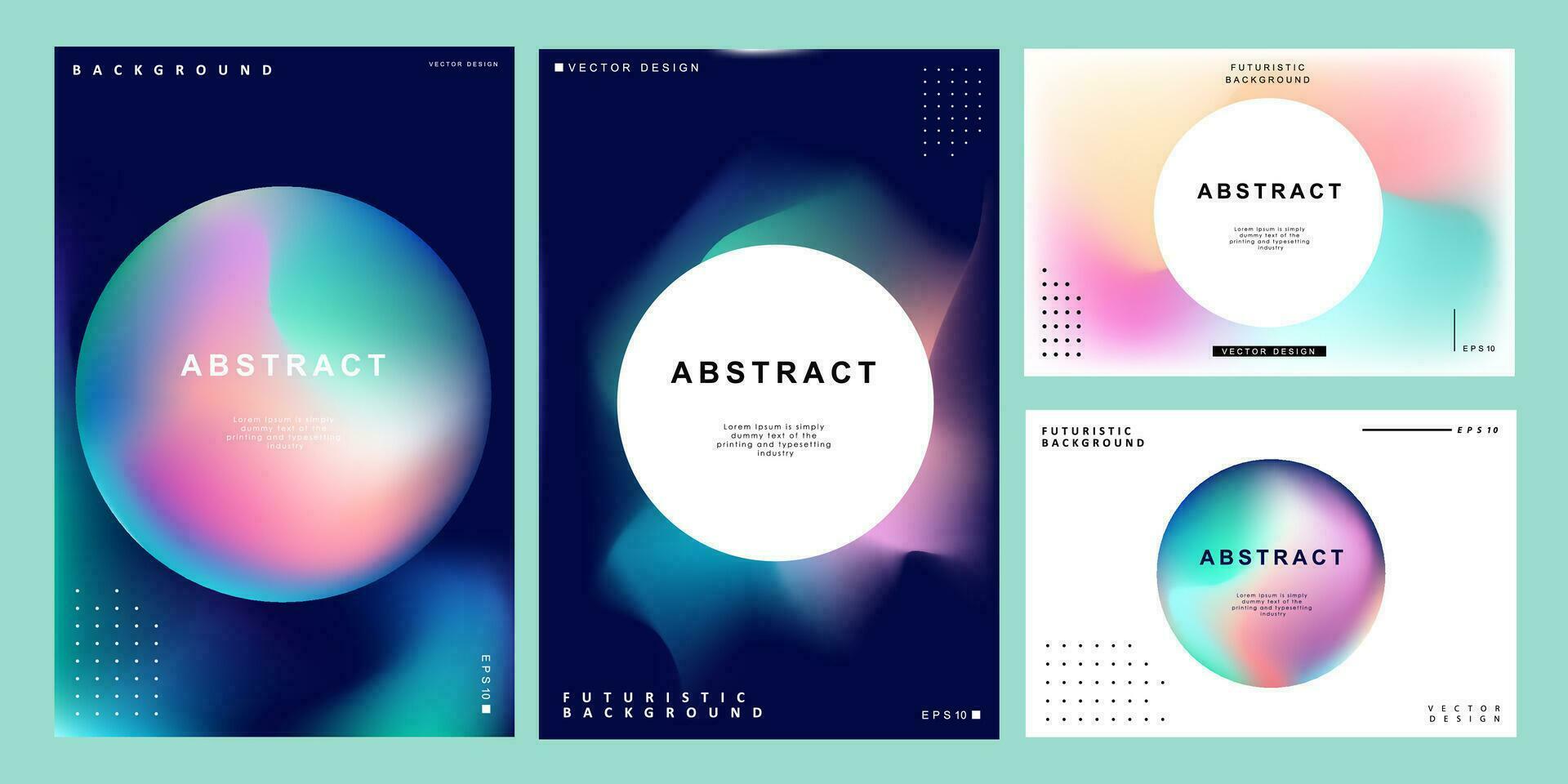 Set of creative covers or posters concept in modern minimal style for corporate identity, branding, social media advertising, promo. Minimalist cover design template with dynamic fluid gradient. vector