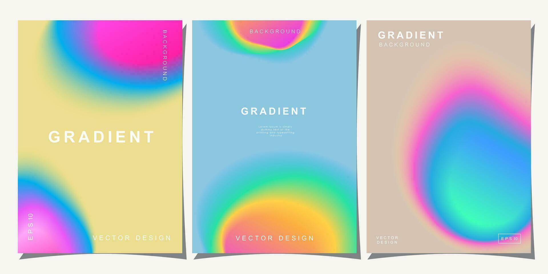 Set of creative covers or posters concept in modern minimal style for corporate identity, branding, social media advertising, promo. Minimalist cover design template with dynamic fluid gradient. vector