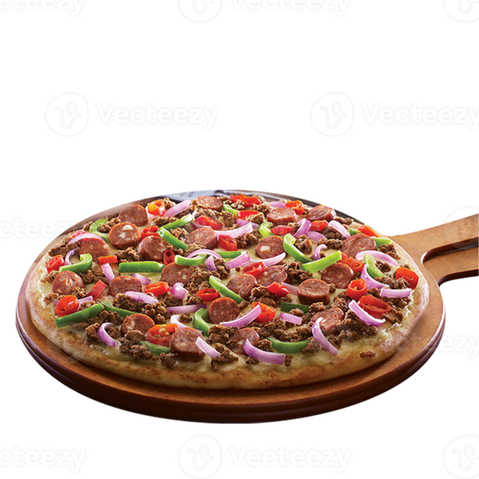 Photo isolated pizza with mushrooms and olives png