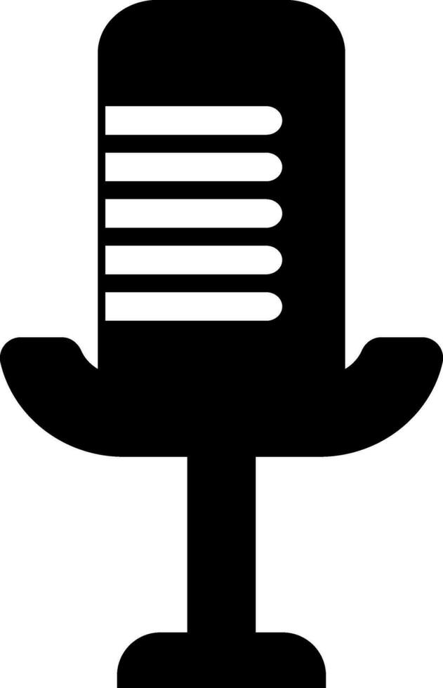 Black and white microphone in flat style. vector