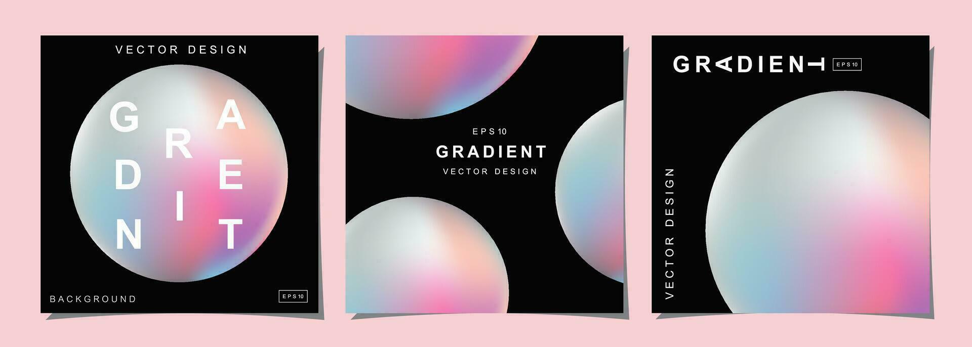 Set of creative covers or posters concept in modern minimal style for corporate identity, branding, social media advertising, promo. Minimalist cover design template with dynamic fluid gradient. vector