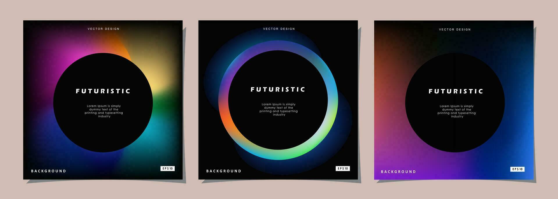 Set of creative covers or posters concept in modern minimal style for corporate identity, branding, social media advertising, promo. Minimalist cover design template with dynamic fluid gradient. vector