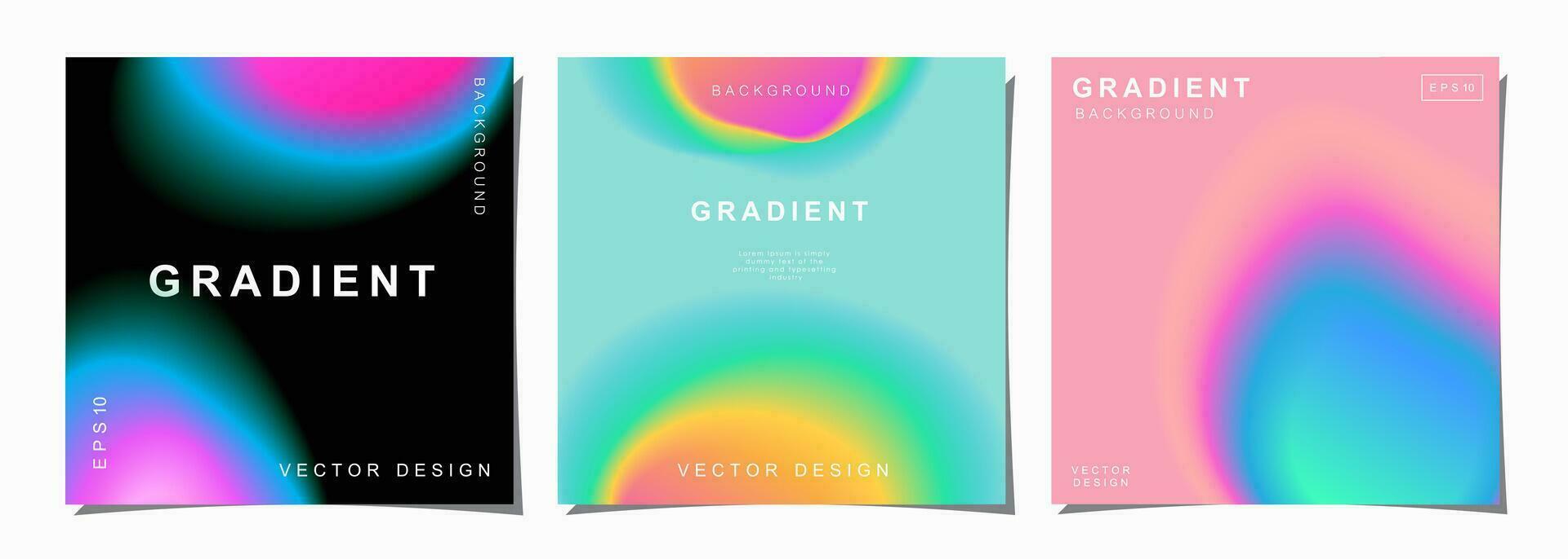 Set of creative covers or posters concept in modern minimal style for corporate identity, branding, social media advertising, promo. Minimalist cover design template with dynamic fluid gradient. vector