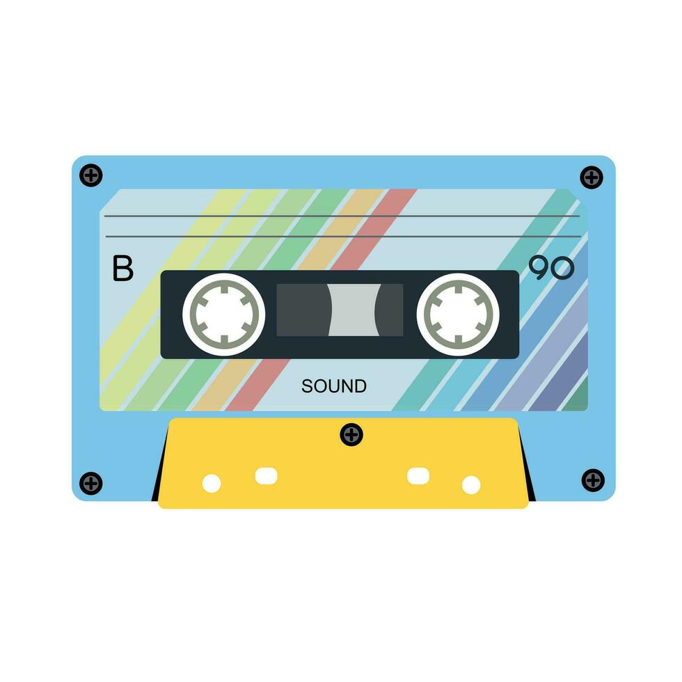 retro música casete. estéreo DJ cinta, Clásico 90s casetes cintas y audio cinta. antiguo radio jugar casete, 1970 o 1980 rock música mezcla cinta de audio. vector