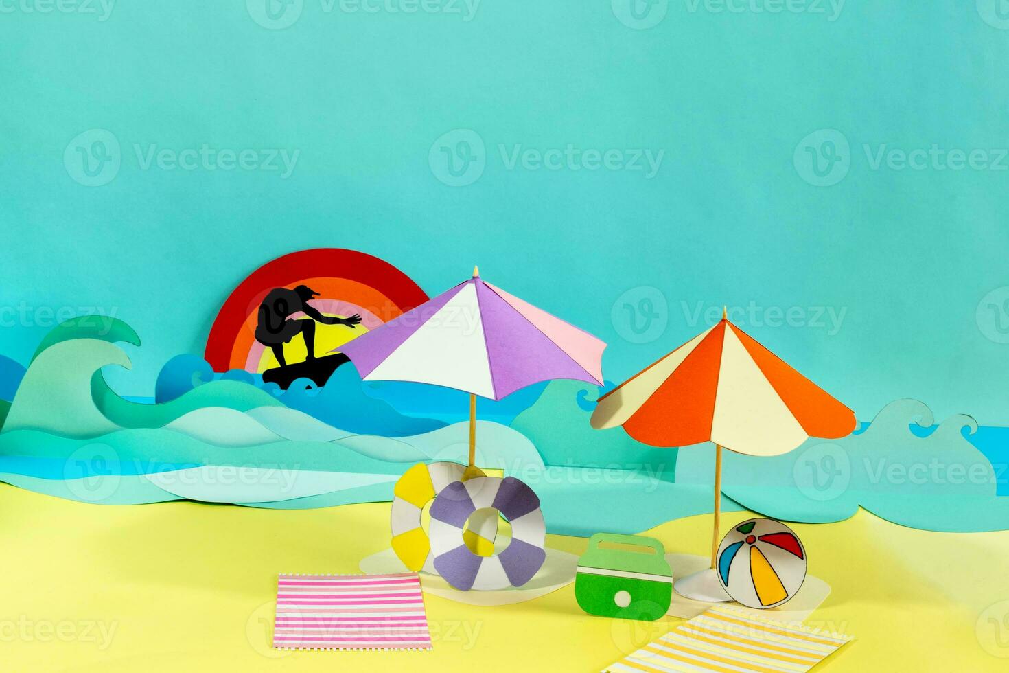 Beach view on Creative Paper Craft. photo