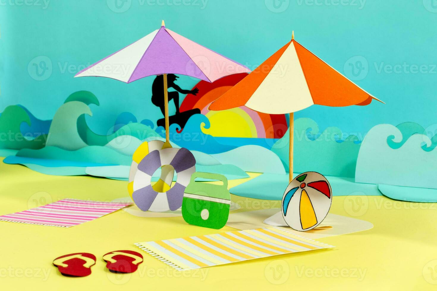 Beach view on Creative Paper Craft. photo