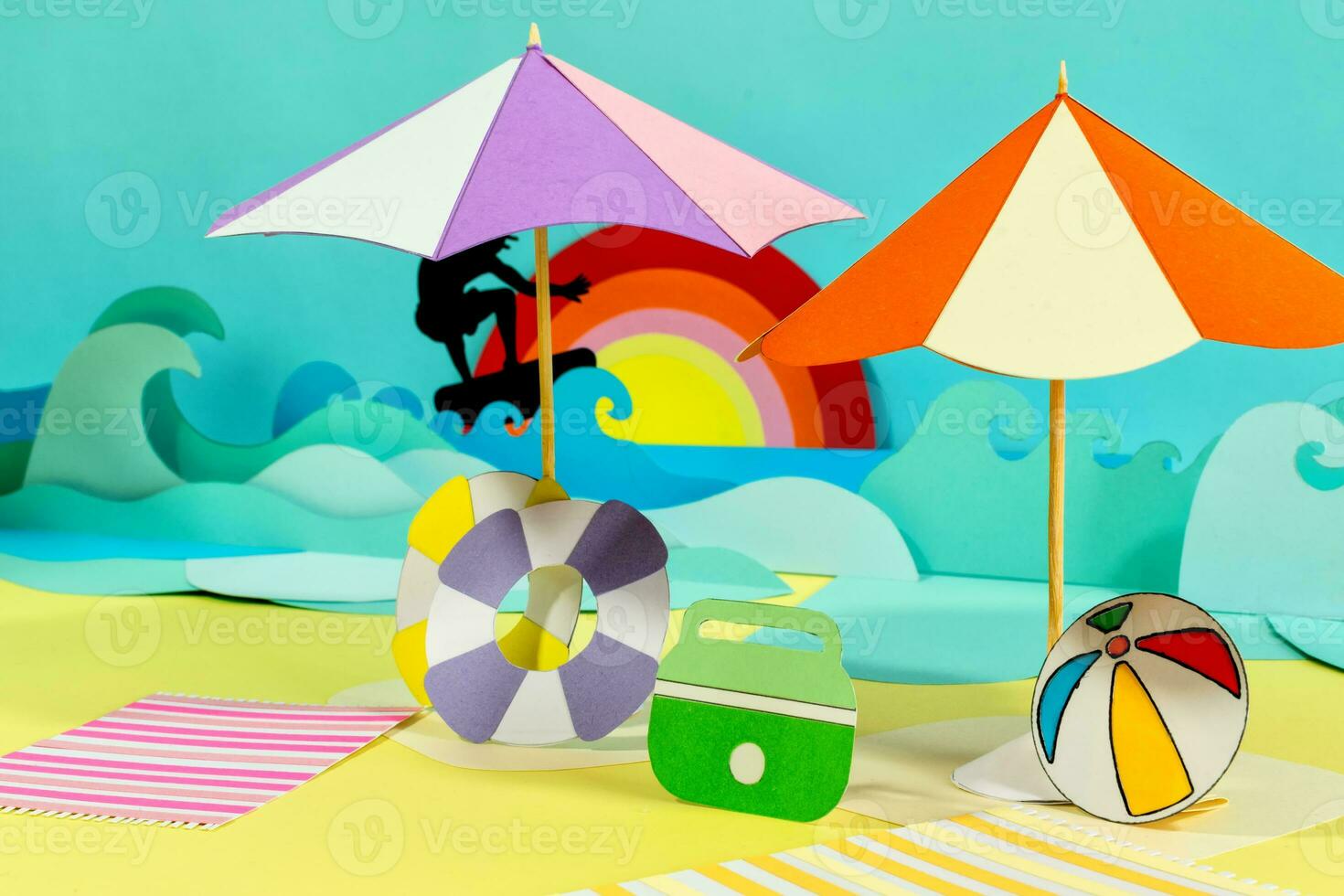 Beach view on Creative Paper Craft. photo