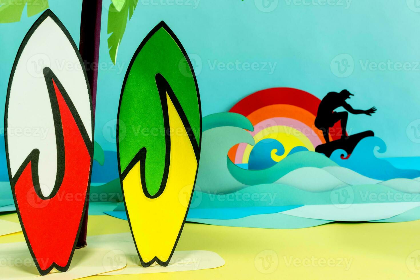 Beach view on Creative Paper Craft. photo
