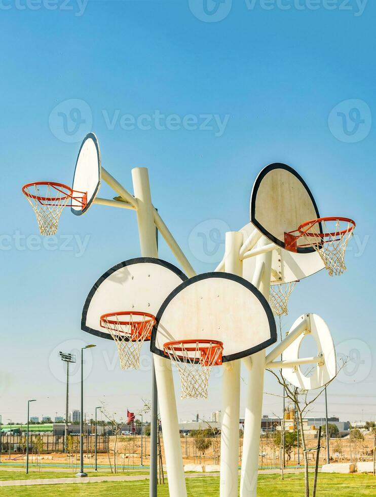 Basketball backboards and hoops photo