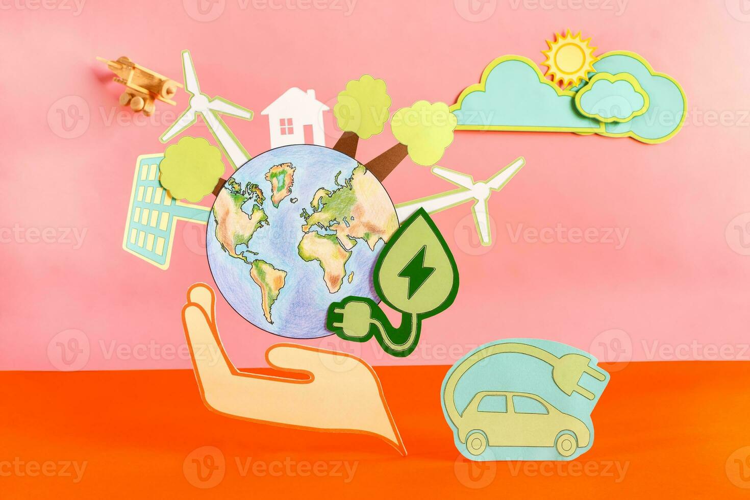 Green ecology and clean energy concept. Green Eco concept background. photo