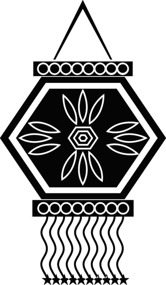 Black and White decorated hanging kandil in flat style. vector