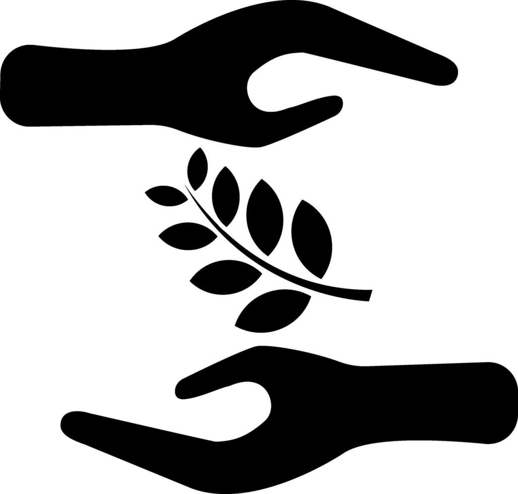 Black hands supporting nature care leaves. vector