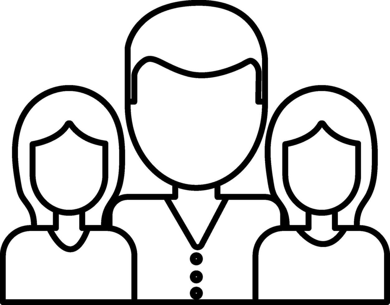 Character of faceless father with two daughters. vector