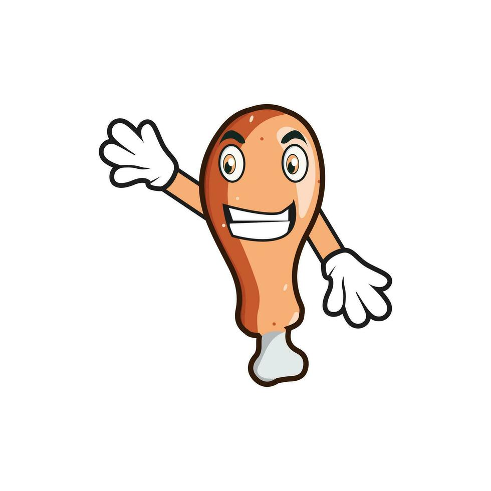 dibujos animados frito pollo muslo mascota logo vector ilustración para comida negocio y elemento en eps 10